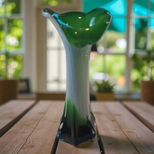 Elegant‎ Green and White Glass Vase